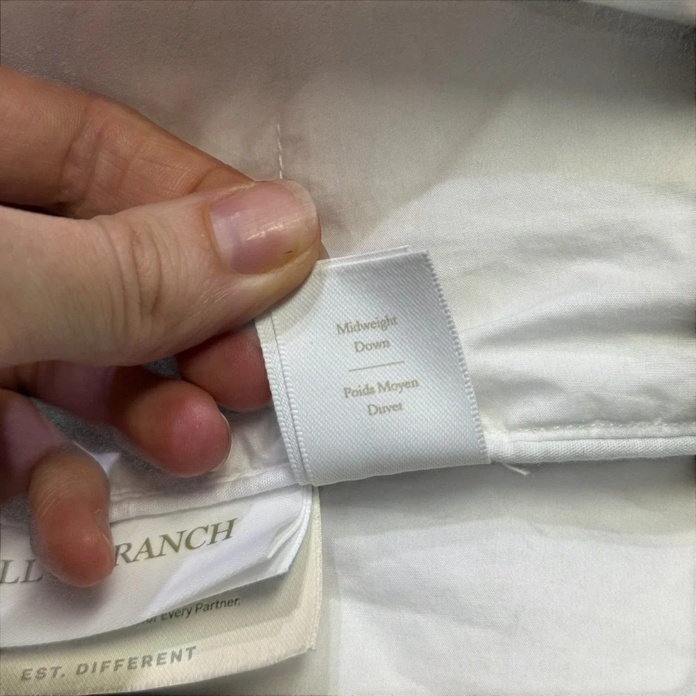 Boll & Branch Midweight Down Comforter White Organic Cotton  Queen Duvet